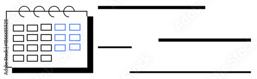 Calendar with multiple days, one highlighted and structured lines symbolizing scheduling, planning, and organization. Ideal for time management, productivity, appointments, deadlines, workflow