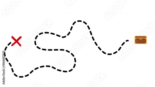 Scavenger Hunt map path to gold treasure