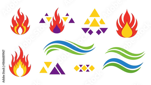 Collection of Fire and Water Icons, Ideal for Web Design, Logo Design, and Graphic Projects