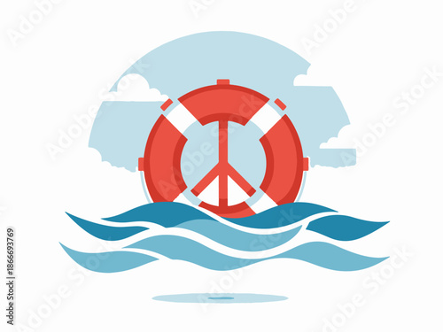 Red Life Preserver on Waves