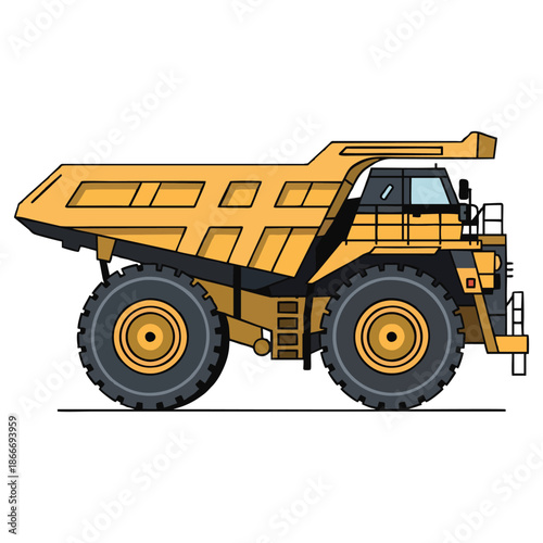 Massive Yellow Off-Highway Dump Truck for Mining and Construction