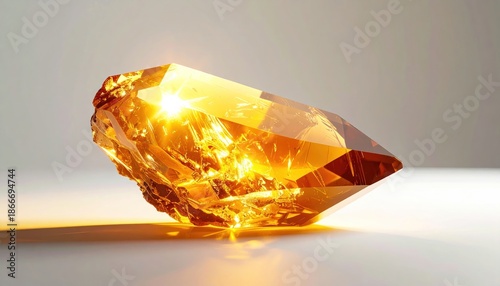 Glowing Citrine Gemstone - A Faceted Treasure of Golden Light.