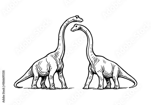 Brachiosaurus hand drawn simple sketch vector illustration