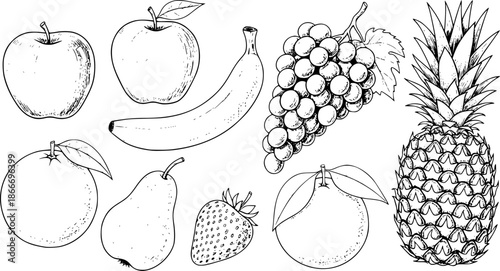 Simple berry and fruit vector silhouettes