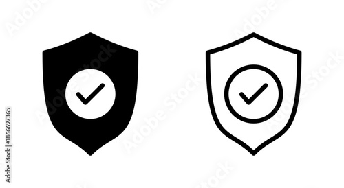 Shield check mark icon symbol for apps and websites. Protection approve sign. Insurance icon