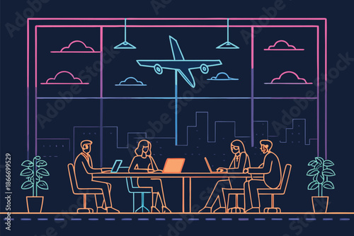 Startup Runway Countdown Neon Office Ve