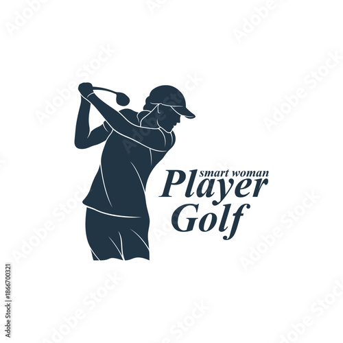 Silhouette Golf Women Player Template Illustration. Golf Player logo design vector