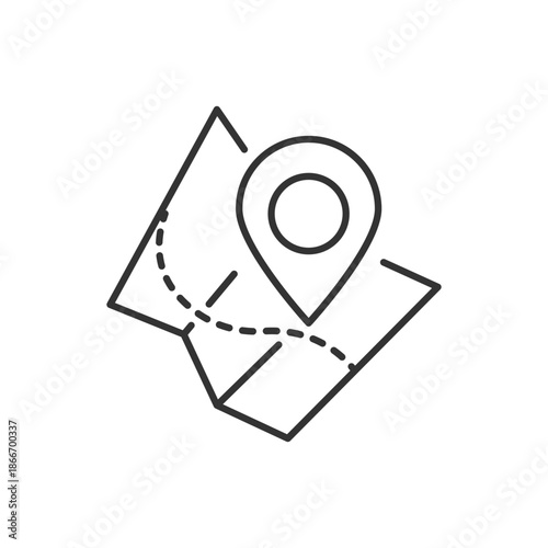 Location on map, linear style icon. specific location marked on a map. Editable stroke width