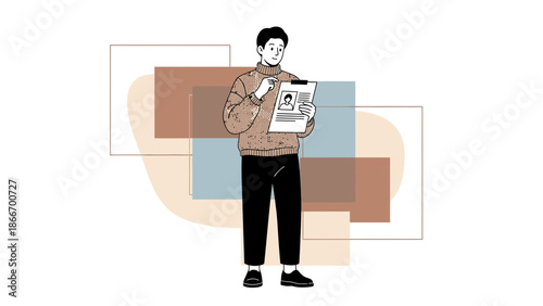 Man holding resume, job application, career search, interview, recruitment, hiring