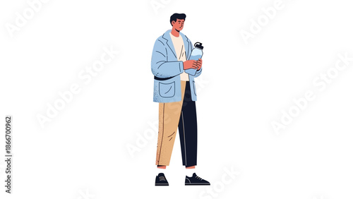 Man Holding Water Bottle, Healthy Lifestyle Concept