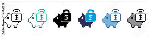 Piggy Bank Single Icon Multistyle Illustration