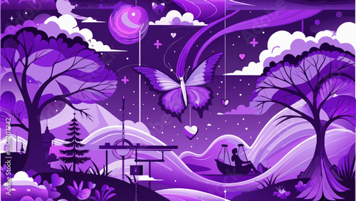 Enchanted night in the purple woods