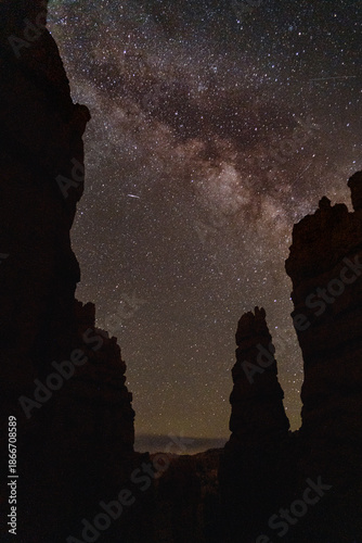 milky way between rocks