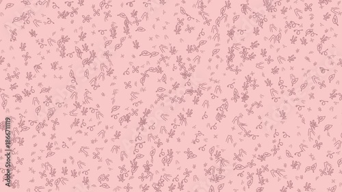 Scattered floral and foliage designs on light pink. Suitable for feminine design projects like greeting cards, stationery, and social media