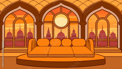 Sunset view from traditional balcony