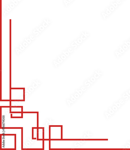 Red Geometric Corner Border