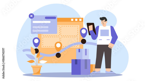 Flat illustration of smart supply chain management