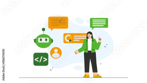 Flat vector of ethical use of artificial intelligence Flat Vector Illustration