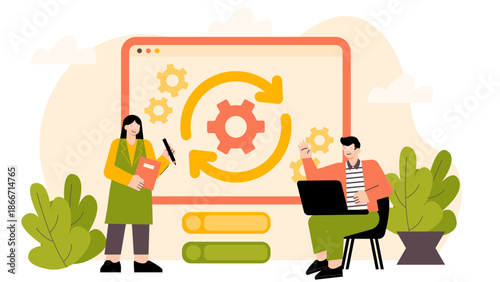 Business people automating repetitive tasks