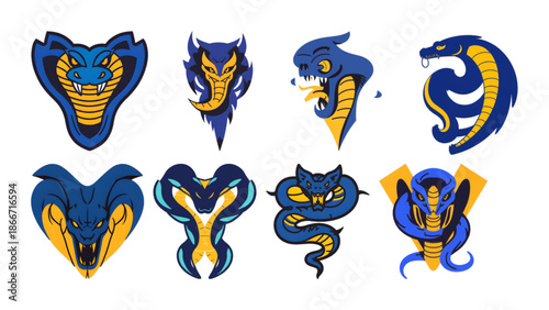 Vector illustration of a blue and yellow dragon