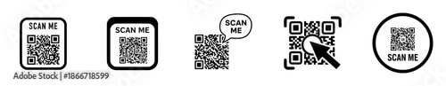 Scan Me QR Code Icons Collection