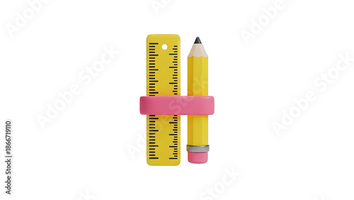 Yellow Pencil and Ruler with Pink Band