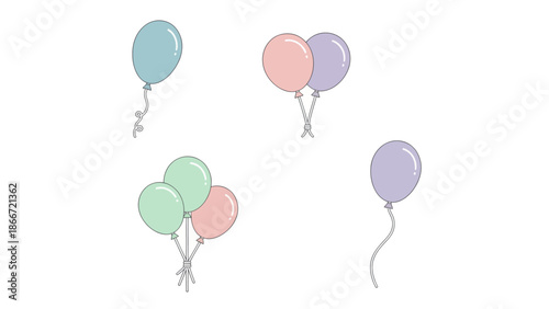 Colorful balloons floating in air. Spring Vector Packs. EPS Editable
