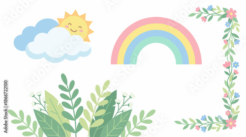 Colorful illustration of nature and weather 1. Spring Vector Packs. EPS Editable
