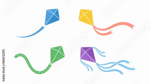 Colorful kites flying in the sky 2. Spring Vector Packs. EPS Editable