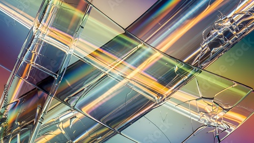 A futuristic corporate setting featuring advanced AI technology displayed on sleek glass surfaces with a modern architectural design.