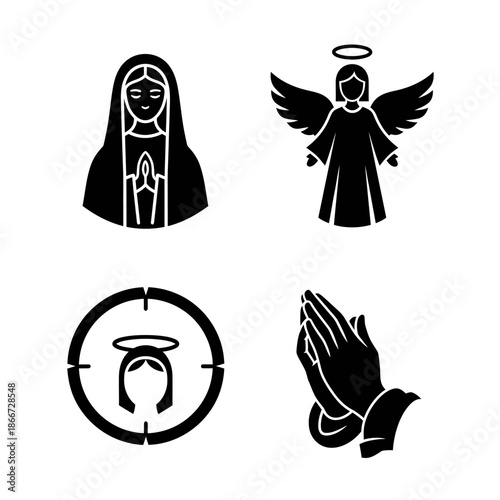 Collection of religious icons depicting faith and spirituality.