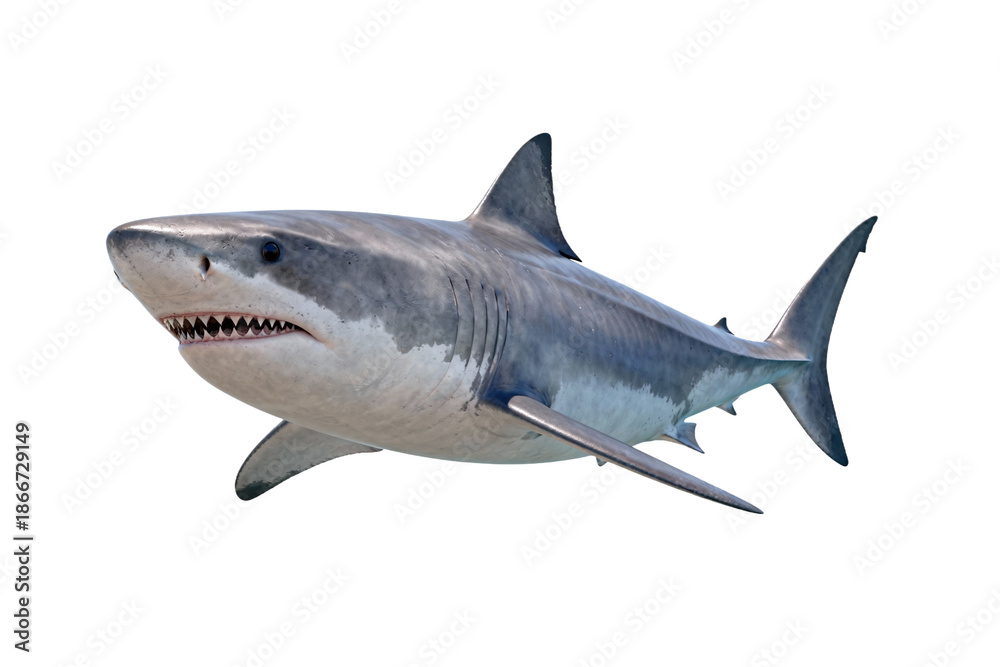 Obraz premium Great White Shark in Isolated View