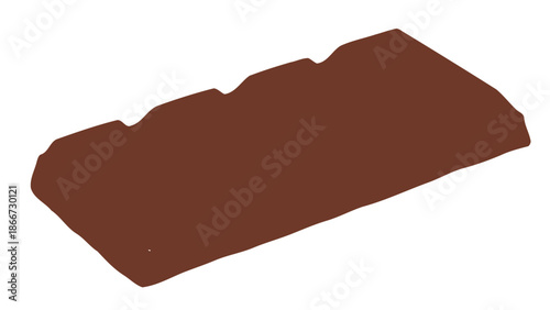 A flat irregularly shaped block of solid brown resembling a chocolate bar