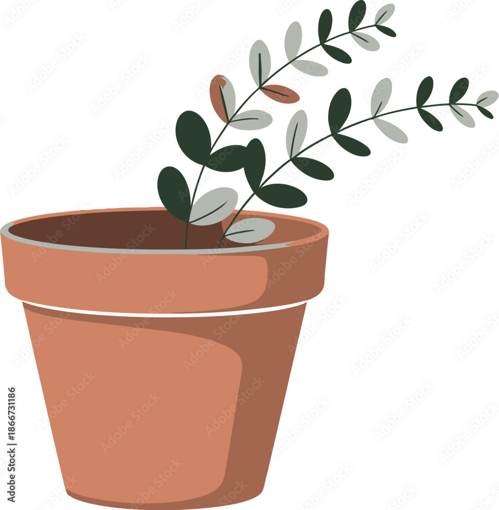 Fototapeta premium Page Page Flower Pot Vector Illustration Page Plant Clay Pot Isometric Icon