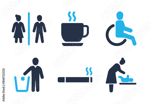 Public Facilities and Services icon set. Solid glyph series icons