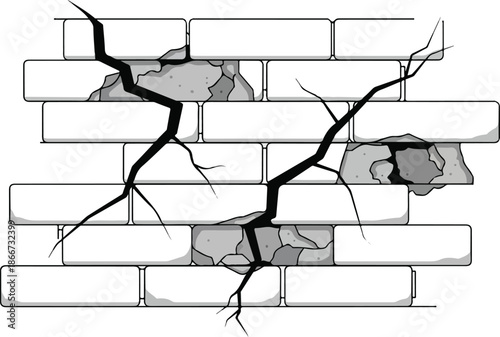 Cracked brick wall illustration A graphic representation of structural damage and decay