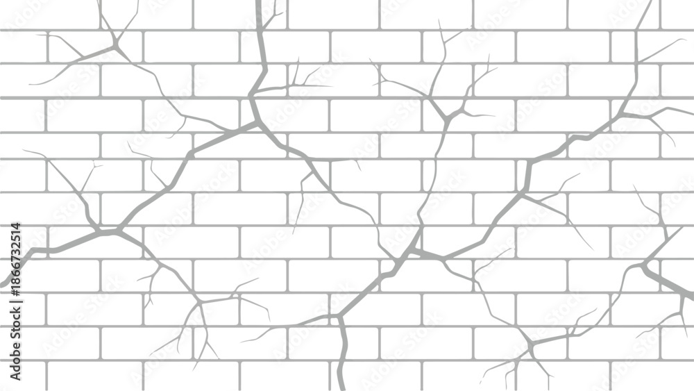 Obraz premium Brick Wall with Cracks A Graphic Vector Illustration for Construction and Background Designs