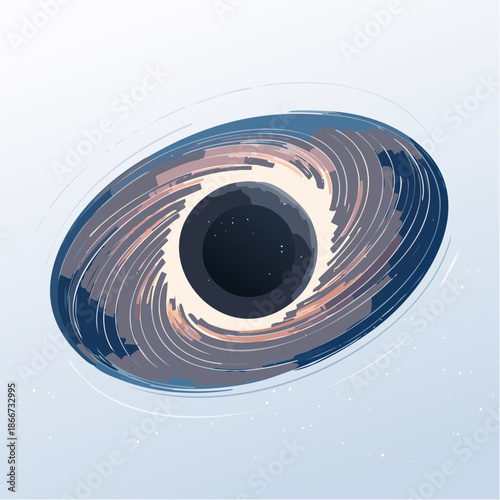 Dramatic black hole illustration swirling with cosmic energy, a modern depiction of space phenomena for educational and scientific content, originally vector art