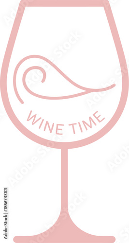 Wine Glass Vector Graphic Illustration with Wine Time Text Perfect for Wine Lovers and Connoisseurs