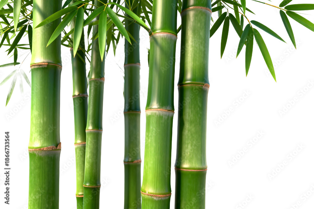 Obraz premium Bamboo Stalks with Green Leaves in Natural Setting