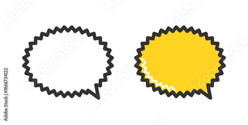 爆発吹き出し、ギザギザ吹き出しアイコンのイラスト。Explosion speech bubble, jagged speech bubble icon illustration.