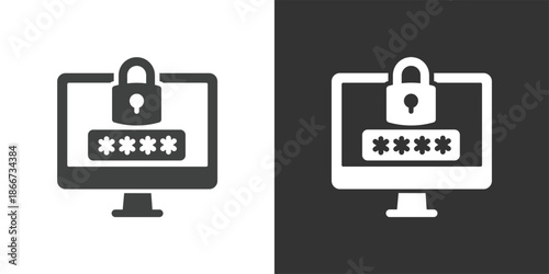 Computer Password Security icon. Solid glyph series icon
