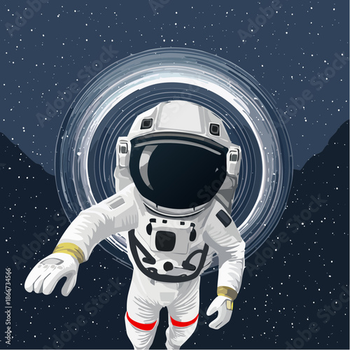 Brave astronaut floating through vast starry cosmos near swirling nebula, embracing the beauty of space exploration and cosmic discovery on a galactic adventure