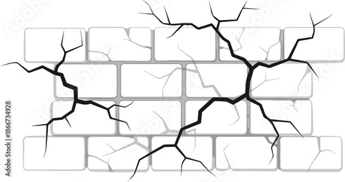 Cracked Brick Wall Illustration A Depiction of Damage and Texture