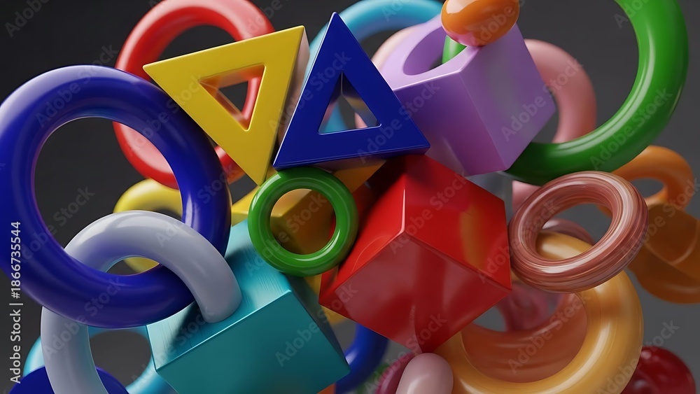 Fototapeta premium Abstract Colorful Geometric Shapes Stacked Together