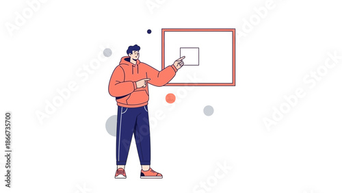 Man Pointing at Square on Whiteboard - Presentation, Idea, Education Concept
