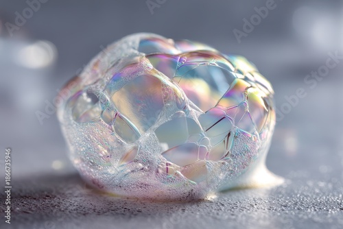Iridescent soap bubble with...