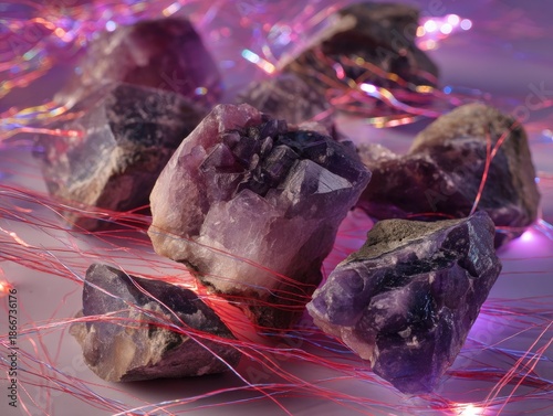 Rough purple stones with in...