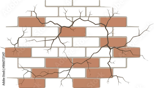 Cracked brick wall illustration A graphic representation of structural damage and decay