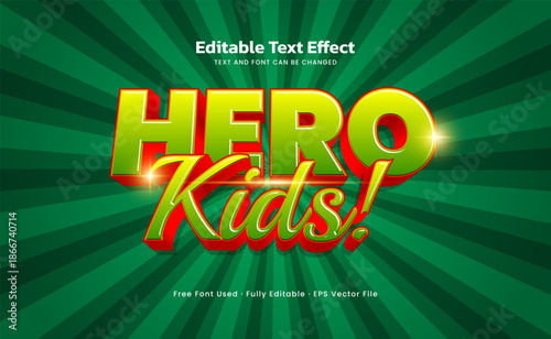 Hero Kids Editable Text Effect - Comic Style Bold Typography for Logo, Poster, and Title
